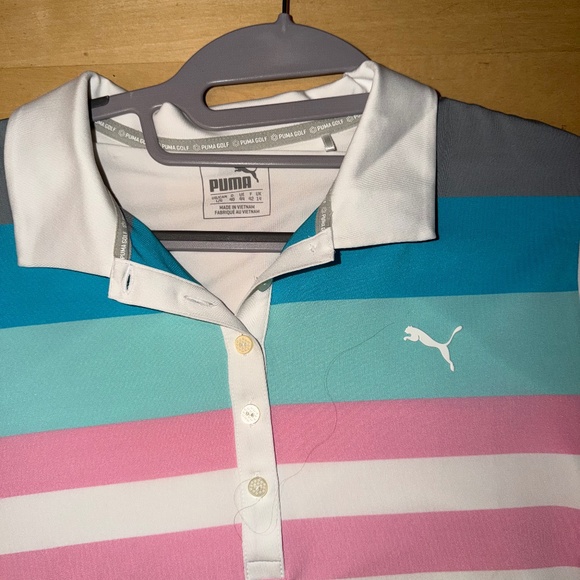 Puma Road Map pastel stripe polo, L, CB2577 - Picture 2 of 4